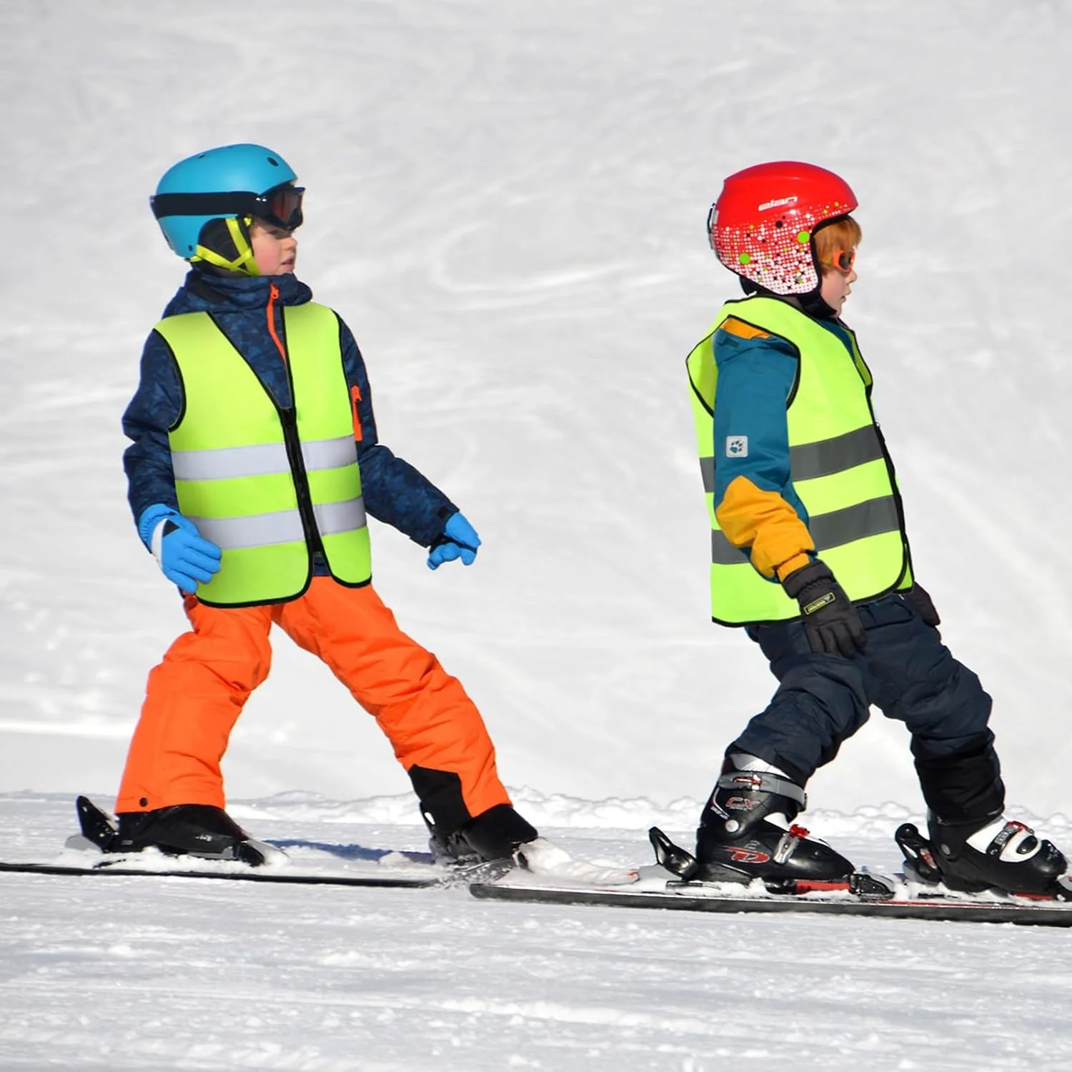 یونی‌تایپ 4 عدد جلیقه ایمنی بازتابنده کودکانه، جلیقه نئون دید بالا، جلیقه ترافیکی ساختمانی برای دوچرخه‌سواری، دویدن و اسکی