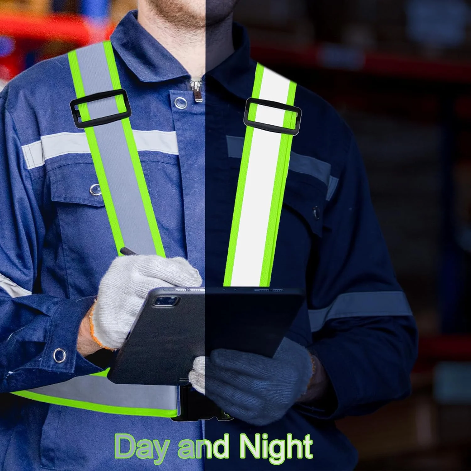 جلیقه ایمنی دید بالا 12 عددی، جلیقه نواری بازتابنده بزرگ شده، تجهیزات بند بازتابنده دید بالا نئون یونیسکس