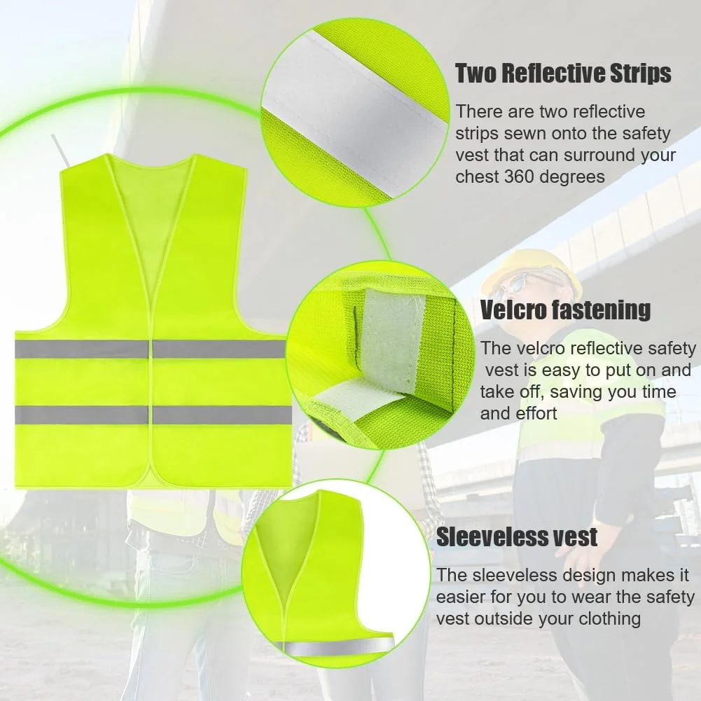 AYBUY بسته 4 عددی جلیقه بازتابنده دید بالا، جلیقه های دید بالا برای کودکان، ژاکت دید بالا برای ایمنی، جلیقه ایمنی унисекс برای کار ترافیکی، دویدن، نقشه برداری و جلیقه ساختمانی نگهبان امنیتی