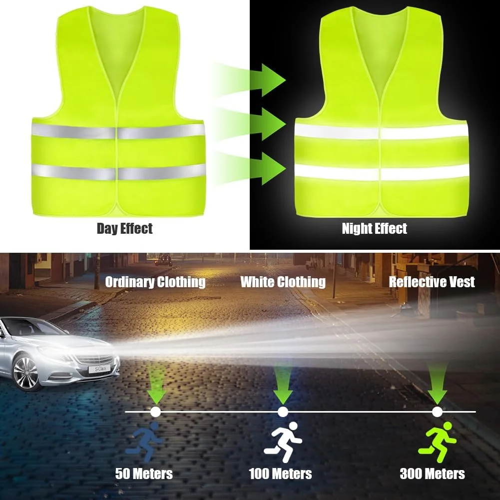 AYBUY بسته 4 عددی جلیقه بازتابنده دید بالا، جلیقه های دید بالا برای کودکان، ژاکت دید بالا برای ایمنی، جلیقه ایمنی унисекс برای کار ترافیکی، دویدن، نقشه برداری و جلیقه ساختمانی نگهبان امنیتی