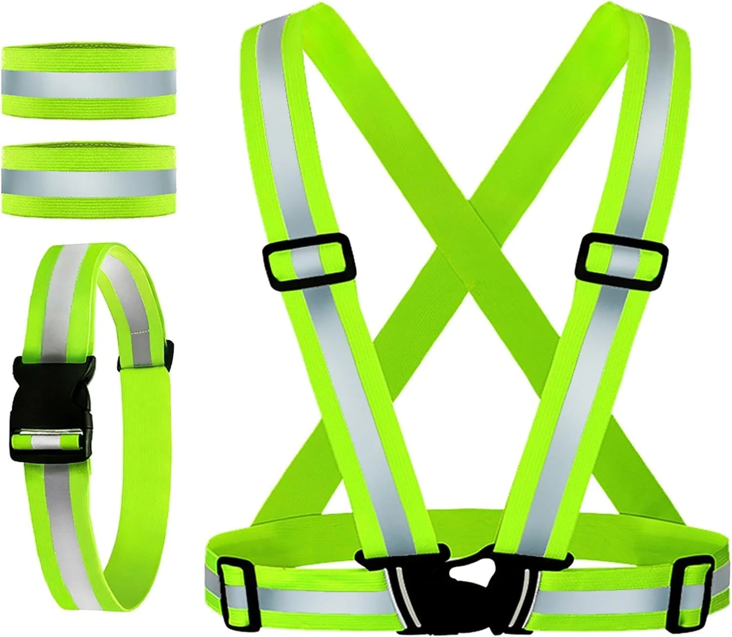 جلیقه شبرنگ کمربند درخشان شبرنگ با نوار بازتابنده جلیقه ایمنی الاستیک قابل تنظیم جلیقه شبرنگ بیرونی دید بالا فوق سبک و راحت برای دویدن و پیاده روی