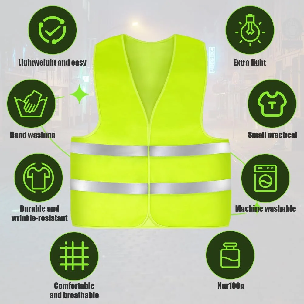 AYBUY بسته 4 عددی جلیقه بازتابنده دید بالا، جلیقه های دید بالا برای کودکان، ژاکت دید بالا برای ایمنی، جلیقه ایمنی унисекс برای کار ترافیکی، دویدن، نقشه برداری و جلیقه ساختمانی نگهبان امنیتی