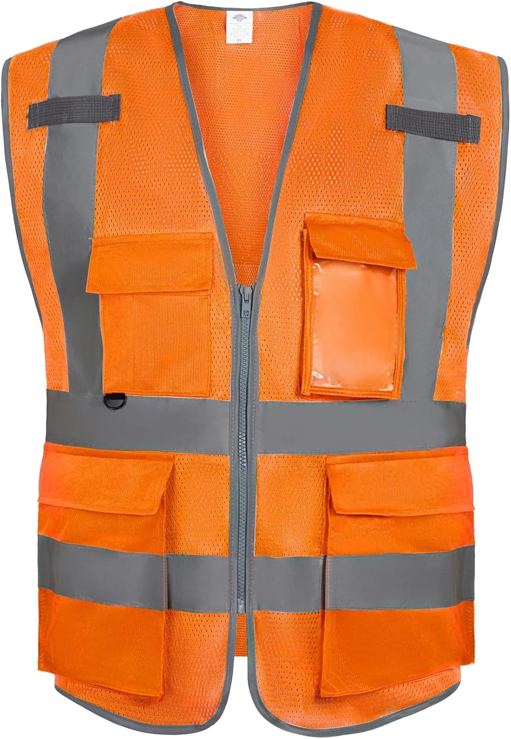 جلیقه ایمنی توری دید بالا Dazonity با جیب های متعدد و زیپ، مناسب برای مردان و زنان، کار، ساخت و ساز، نقشه برداری