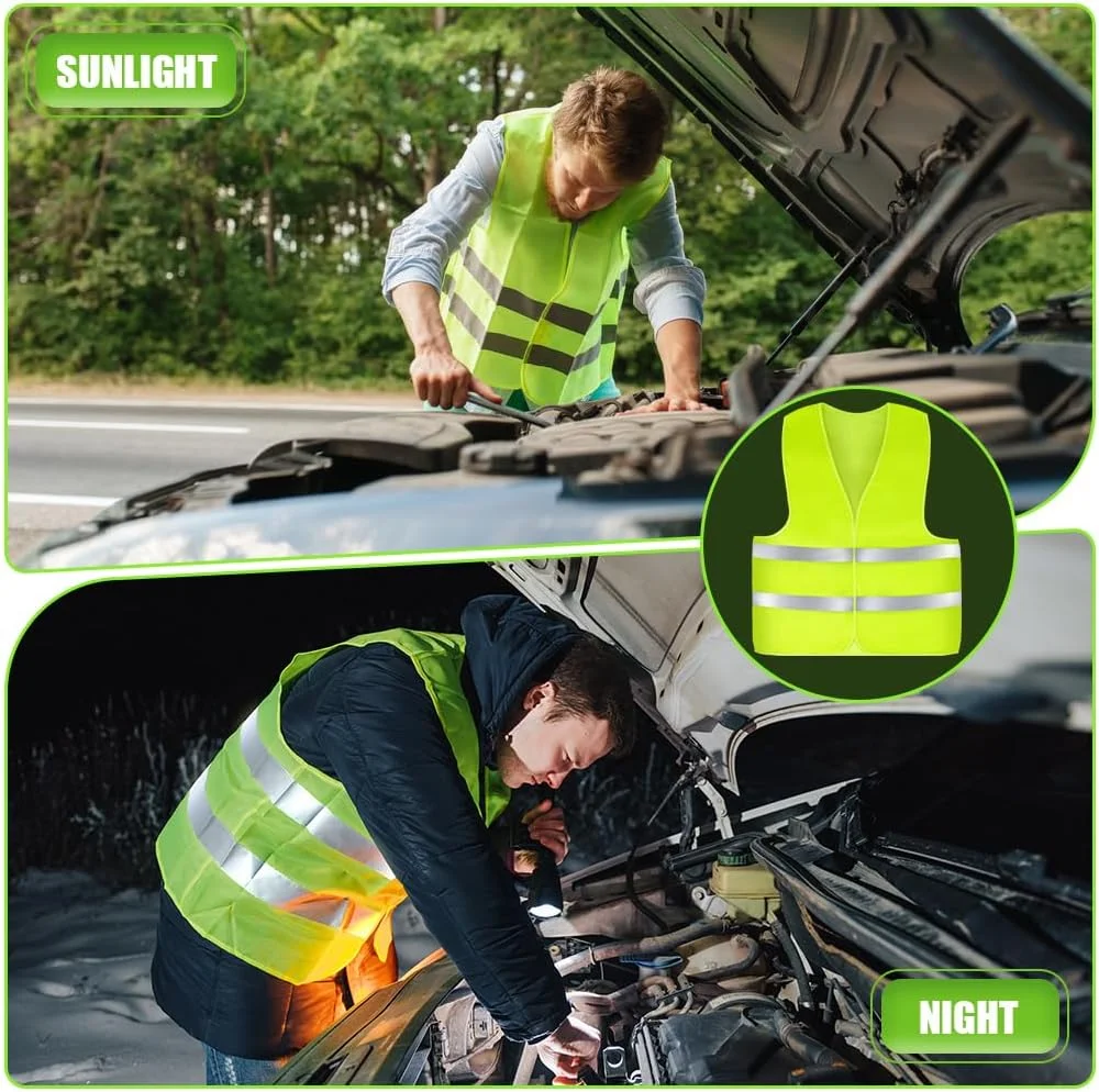 AYBUY بسته 4 عددی جلیقه بازتابنده دید بالا، جلیقه های دید بالا برای کودکان، ژاکت دید بالا برای ایمنی، جلیقه ایمنی унисекс برای کار ترافیکی، دویدن، نقشه برداری و جلیقه ساختمانی نگهبان امنیتی