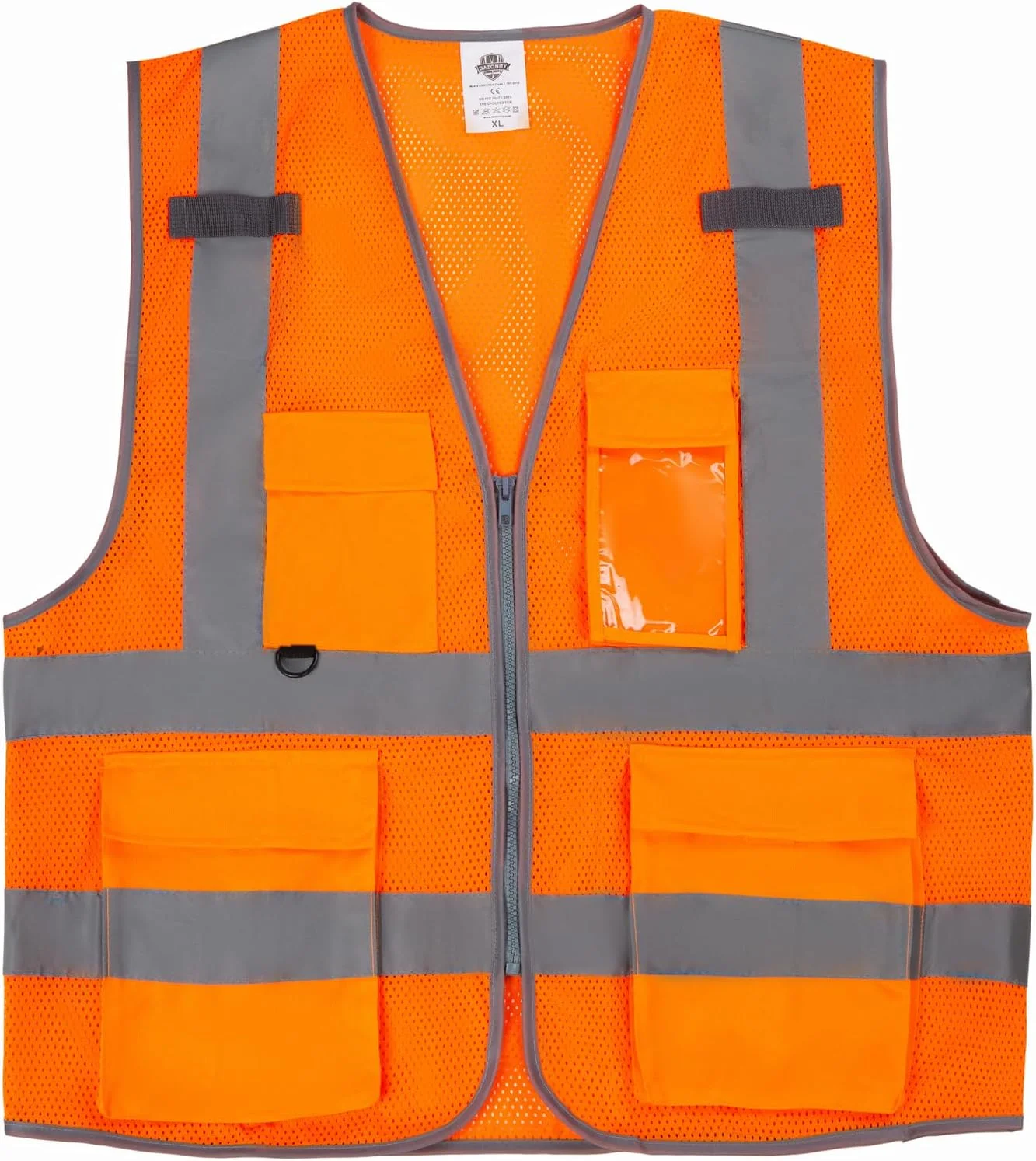 جلیقه ایمنی توری دید بالا Dazonity با جیب های متعدد و زیپ، مناسب برای مردان و زنان، کار، ساخت و ساز، نقشه برداری