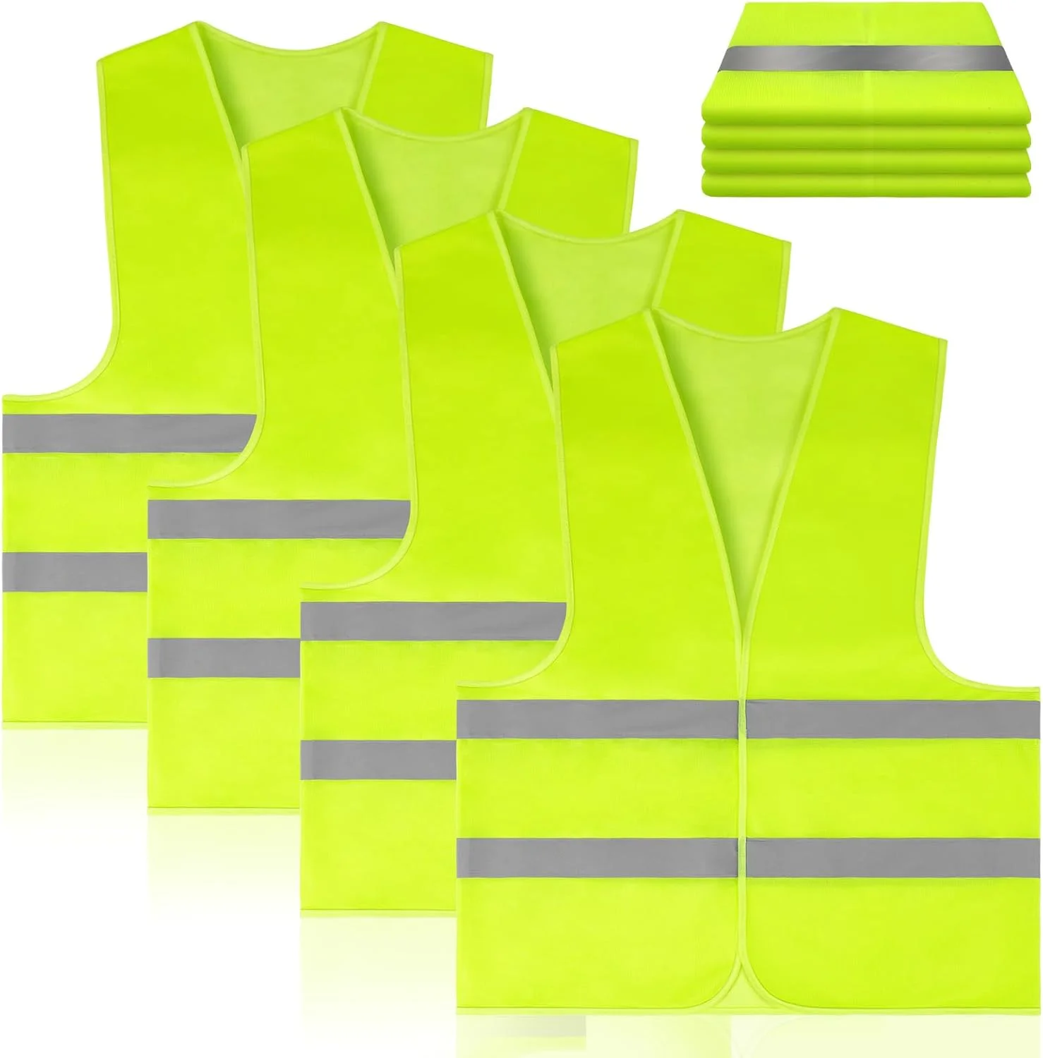 AYBUY بسته 4 عددی جلیقه بازتابنده دید بالا، جلیقه های دید بالا برای کودکان، ژاکت دید بالا برای ایمنی، جلیقه ایمنی унисекс برای کار ترافیکی، دویدن، نقشه برداری و جلیقه ساختمانی نگهبان امنیتی
