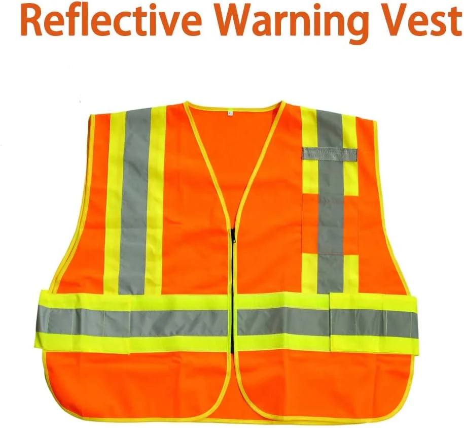 جلیقه ایمنی بازتابنده، جلیقه هشدار دهنده نارنجی فلورسنت унисекс، جلیقه کار با دید بالا برای ایمنی و شرایط اضطراری