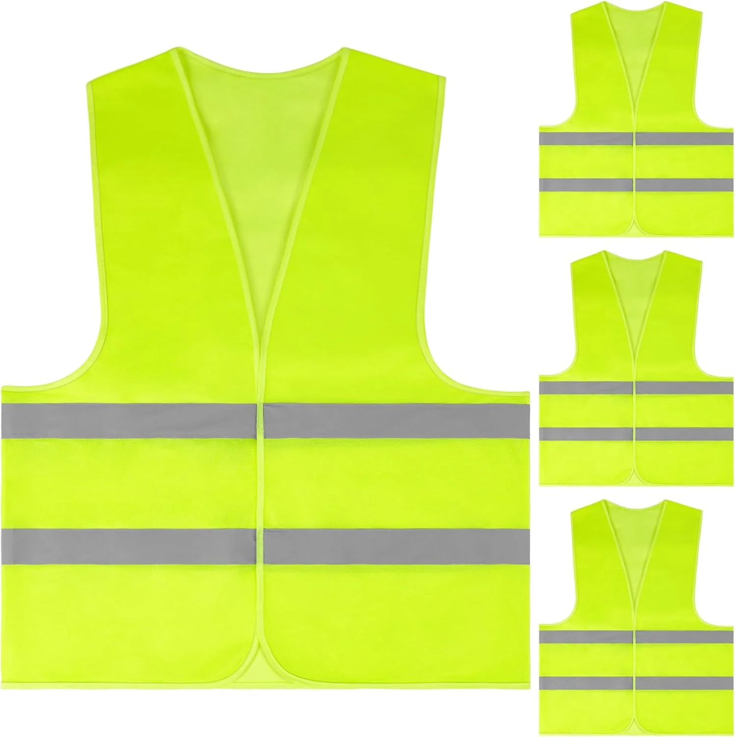 AYBUY بسته 4 عددی جلیقه بازتابنده دید بالا، جلیقه های دید بالا برای کودکان، ژاکت دید بالا برای ایمنی، جلیقه ایمنی унисекс برای کار ترافیکی، دویدن، نقشه برداری و جلیقه ساختمانی نگهبان امنیتی