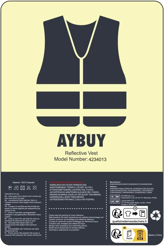 AYBUY بسته 4 عددی جلیقه بازتابنده دید بالا، جلیقه های دید بالا برای کودکان، ژاکت دید بالا برای ایمنی، جلیقه ایمنی унисекс برای کار ترافیکی، دویدن، نقشه برداری و جلیقه ساختمانی نگهبان امنیتی