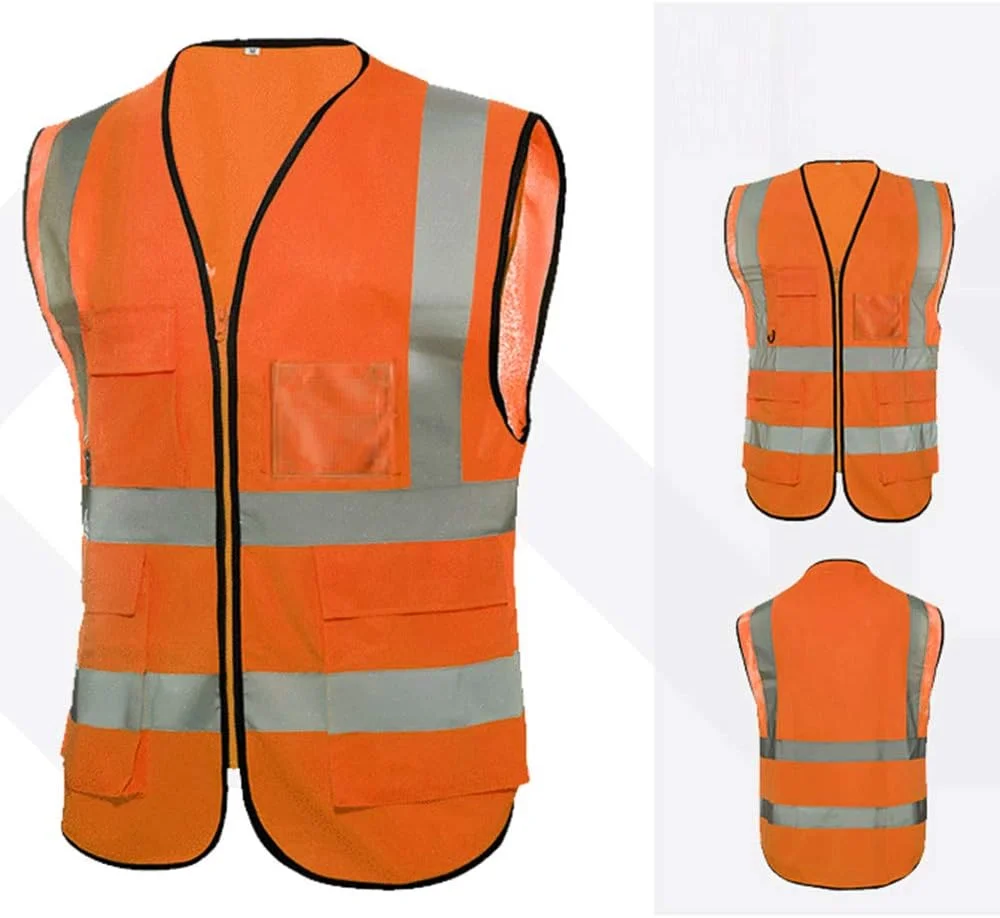 Reflective Safety Vest, 120055 Reflective Safety Vest High Visibility Safety Vest Bright Neon Color Breathable Vest with 2-inch Reflective Strips for Construction sanitation Worker Roadside L Size