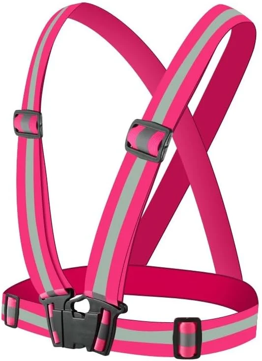 کمربند جلیقه بازتابنده قابل تنظیم برای ایمنی با دید بالا (صورتی)