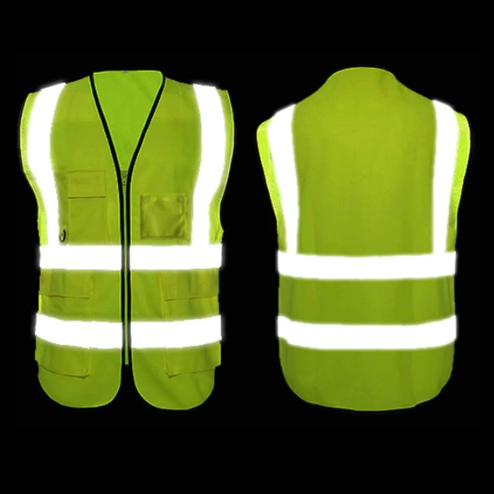 Reflective Safety Vest, 120055 Reflective Safety Vest High Visibility Safety Vest Bright Neon Color Breathable Vest with 2-inch Reflective Strips for Construction sanitation Worker Roadside L Size