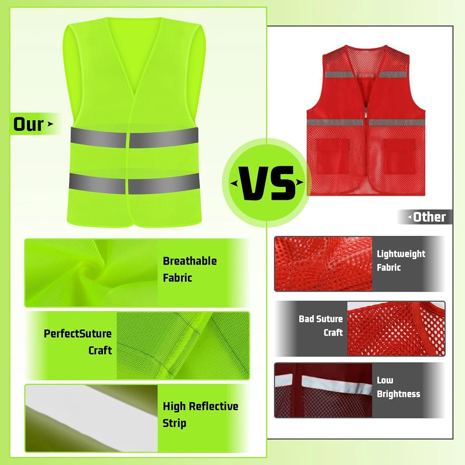 ست 2 عددی جلیقه های دید بالا Chyaya، جلیقه خودرو با قابلیت دید بالا، ژاکت های بازتابنده دید بالا، جلیقه های ایمنی بازتابنده دید بالا برای کار ترافیکی، دویدن