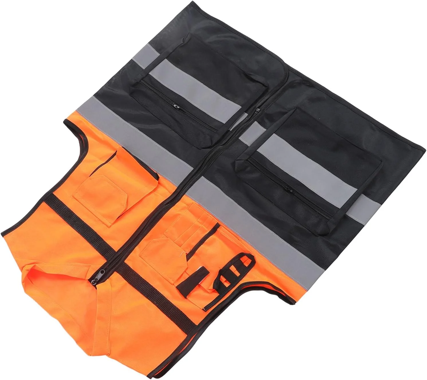 جلیقه دید بالا، جلیقه ایمنی دید بالا با نوارهای بازتابنده طراحی یونیسکس، جلیقه ساختمانی برای شب، انبار، مدیریت پارکینگ (XXXL)