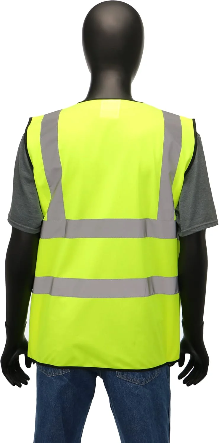 جلیقه ایمنی بسیار نمایان کاترپیلار Cat CAT0195012X - فلورسنت، سایز XX-بزرگ، تنفس پذیر، جلیقه ترافیکی سبک وزن با نوار بازتابنده