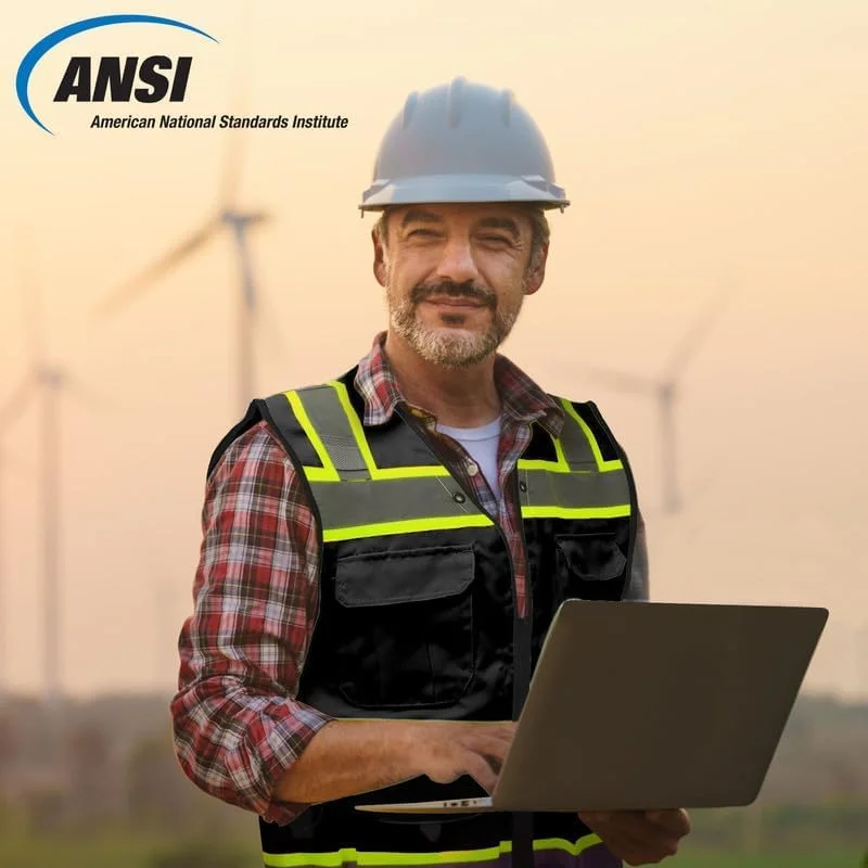 جلیقه ایمنی حرفه ای SKSAFETY با 12 جیب، جلیقه دید بالا کلاس 2، ANSI/ISEA جلیقه ایمنی حرفه ای SKSAFETY با 12 جیب، جلیقه دید بالا کلاس 2، ANSI/ISEA