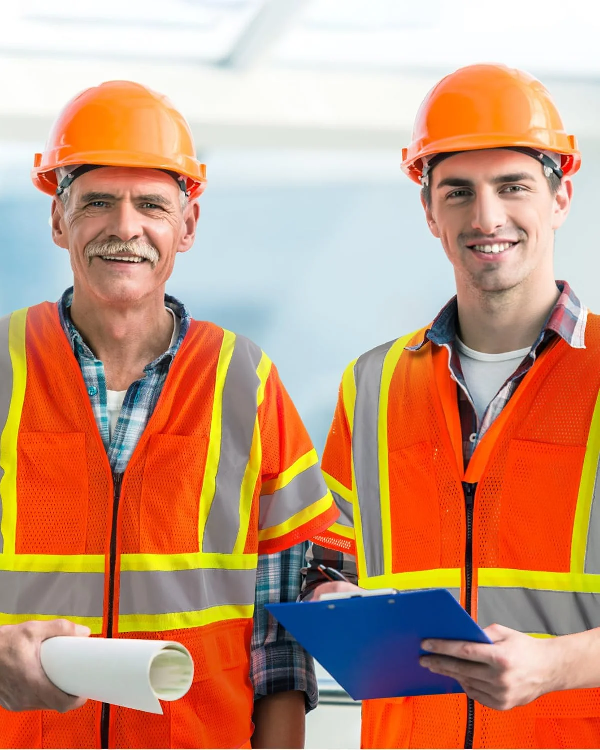 جلیقه ایمنی بازتابنده دید بالا FJDZ SAFETY با جیب، جلیقه توری سبک وزن برای مردان و زنان نارنجی/زرد