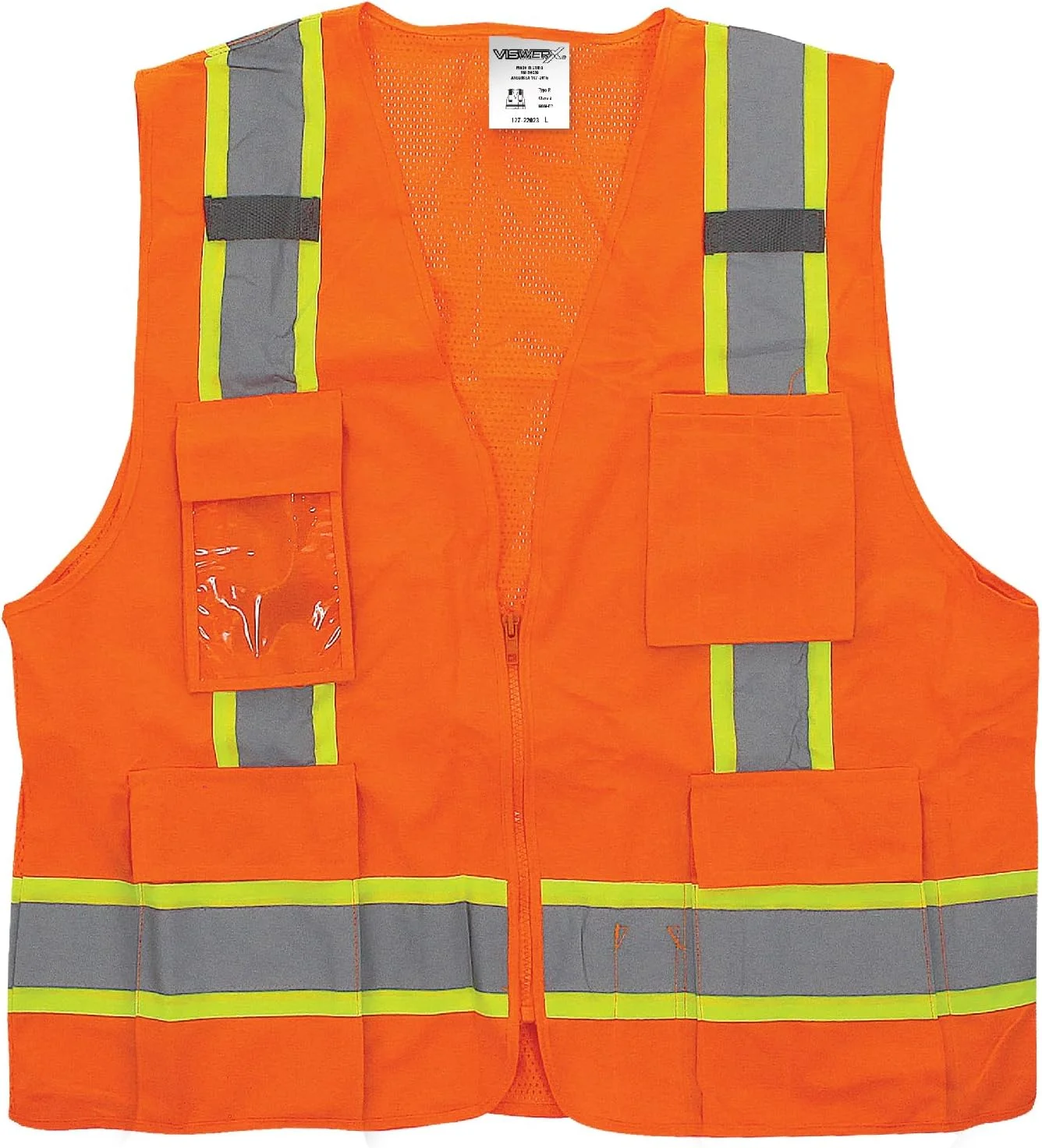جلیقه ایمنی نارنجی VisWERX با دید بالا - ANSI CL2 - جلیقه ایمنی، جلیقه بازتابنده برای کار، ساخت و ساز و مناطق پر تردد