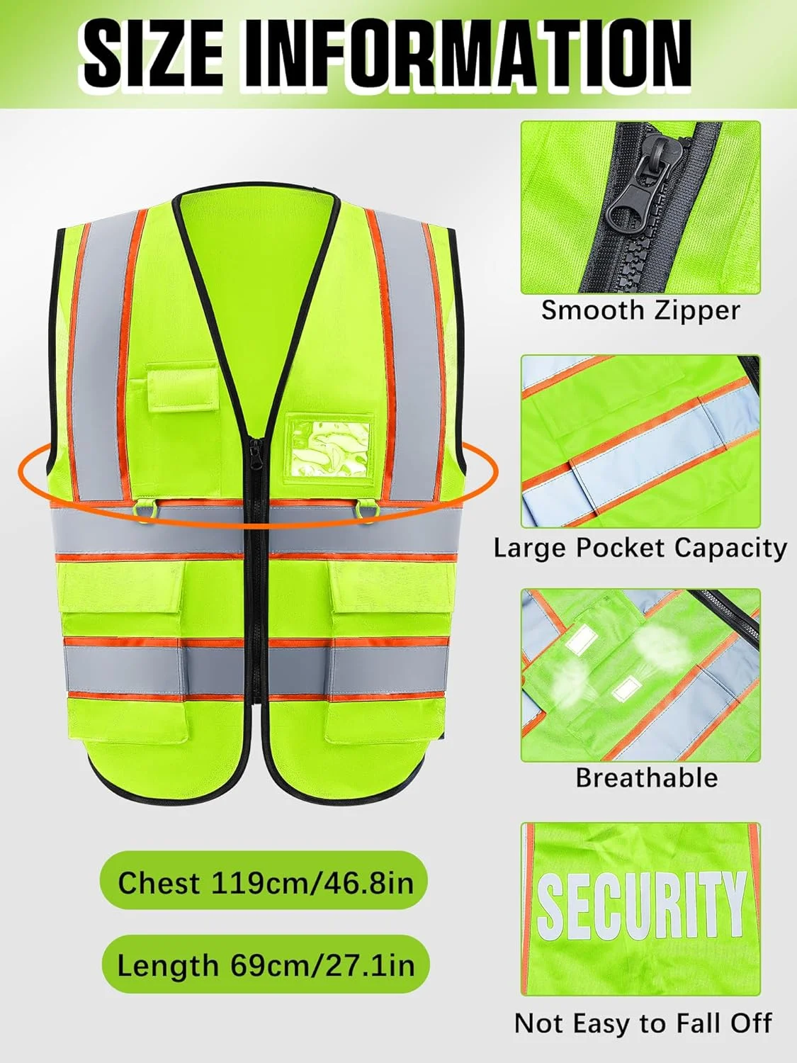 Copkim 2 عدد جلیقه دید بالا FAA با نوارهای بازتابنده، جلیقه ایمنی خلبان پهپاد زیپ دار، جلیقه پهپاد سبز فلورسنت برای مردان و زنان، سایز ایکس لارج