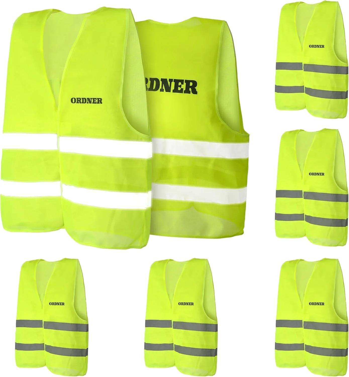 جلیقه ایمنی jiawaggag با پوشه چاپی، جلیقه های ایمنی زرد، جلیقه ایمنی با نوارهای بازتابنده