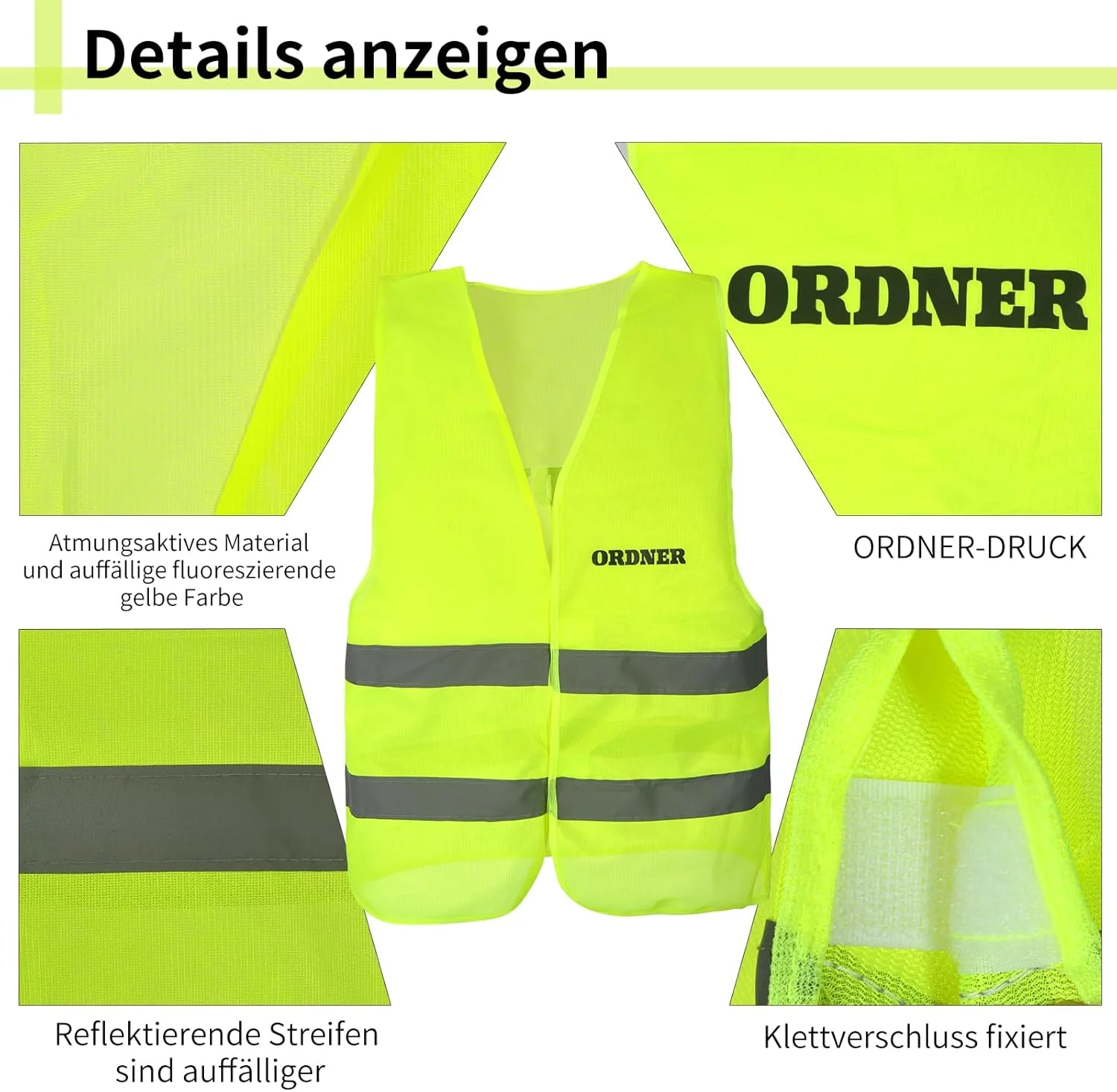 جلیقه ایمنی jiawaggag با پوشه چاپی، جلیقه های ایمنی زرد، جلیقه ایمنی با نوارهای بازتابنده