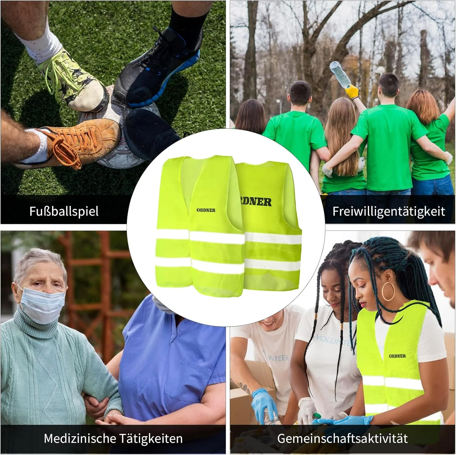 جلیقه ایمنی jiawaggag با پوشه چاپی، جلیقه های ایمنی زرد، جلیقه ایمنی با نوارهای بازتابنده