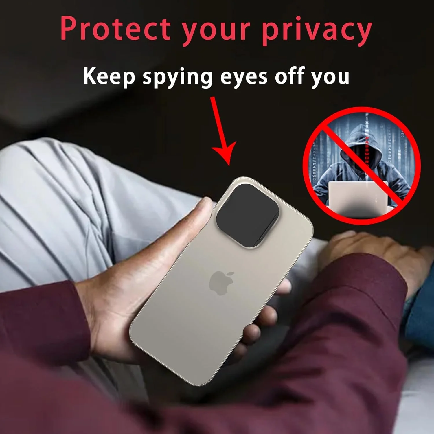 محافظ لنز دوربین گوشی سازگار با آیفون 16 پرو/ 16 پرو مکس، محافظ لنز دوربین برای حفظ حریم خصوصی و امنیت، چسبندگی قوی، مشکی - 2 عددی