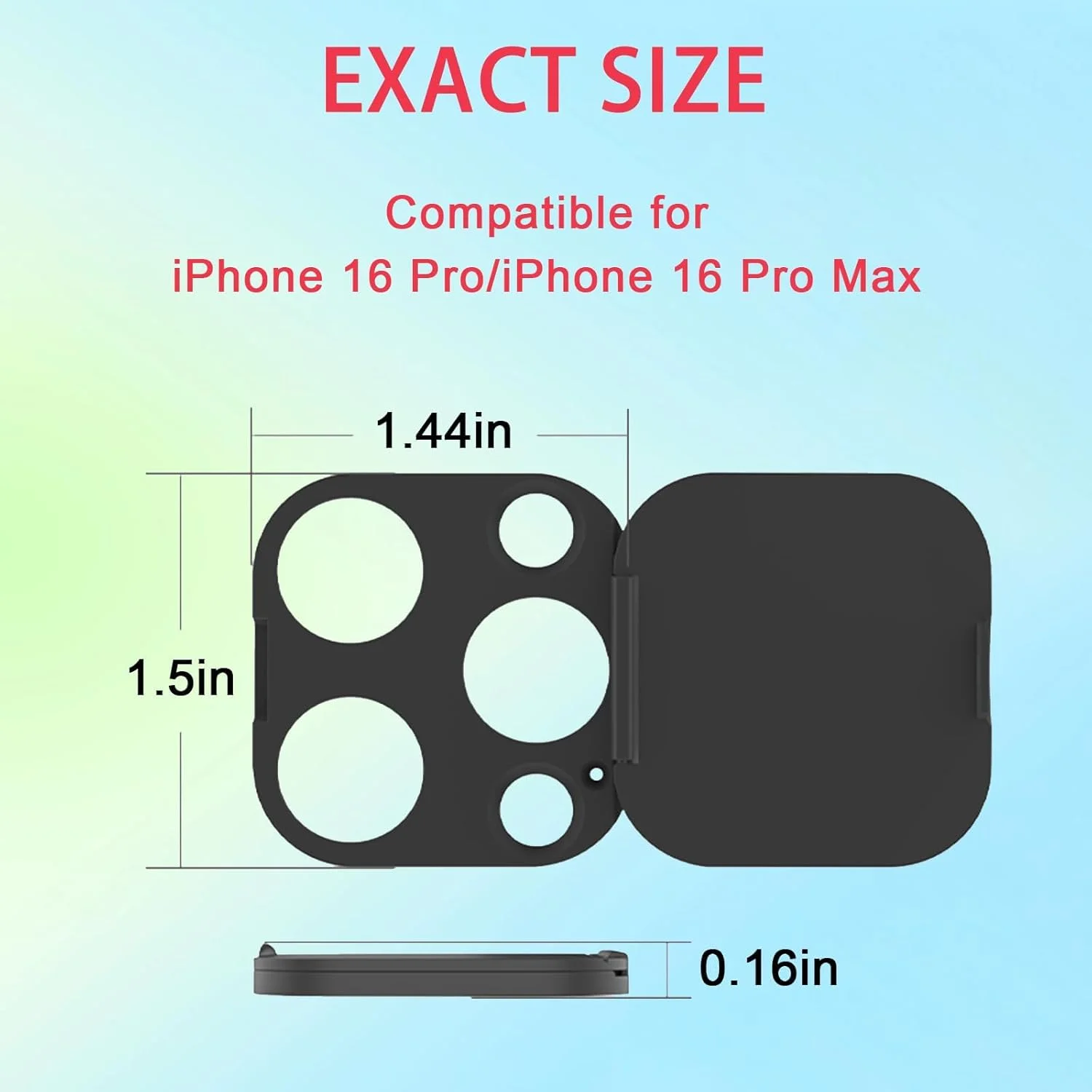 محافظ لنز دوربین گوشی سازگار با آیفون 16 پرو/ 16 پرو مکس، محافظ لنز دوربین برای حفظ حریم خصوصی و امنیت، چسبندگی قوی، مشکی - 2 عددی