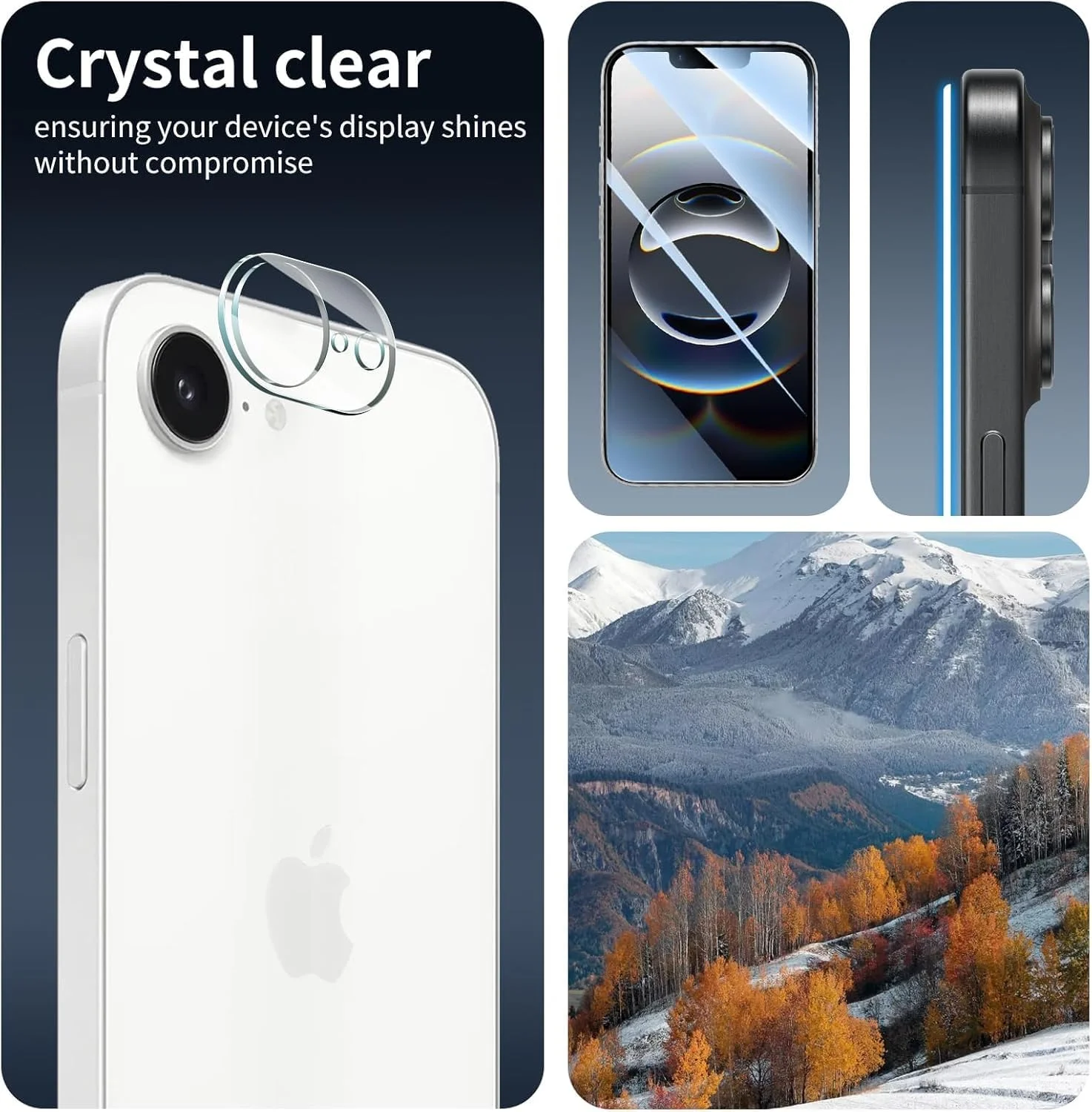 محافظ لنز دوربین 4 عددی برای آیفون 16e، شیشه حرارت دیده 9H، وضوح HD، ضد خش، ضد ضربه، بدون حباب، سازگار با قاب، لوازم جانبی محافظ صفحه نمایش کامل مقاوم در برابر شکستگی به همراه کیت تمیز کننده محافظ لنز دوربین 4 عددی برای آیفون 16e، شیشه حرارت دیده 9H، وضوح HD، ضد خش، ضد ضربه، بدون حباب، سازگار با قاب، لوازم جانبی محافظ صفحه نمایش کامل مقاوم در برابر شکستگی به همراه کیت تمیز کننده