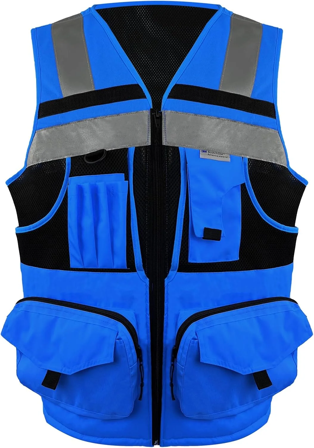 جلیقه ایمنی دید بالا SMASYS با نوار بازتابنده 3M، بافتنی و پارچه آکسفورد با جیب، لباس کار ساختمانی چند منظوره