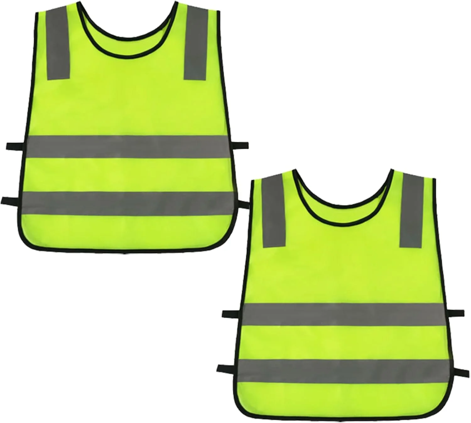 ست 2 عددی جلیقه دید بالا کودکانه، جلیقه های ایمنی بازتابنده دید بالا برای کودکان، جلیقه های نواری سبز فلورسنت، ژاکت های بازتابنده دید بالا، مناسب برای لباس رانندگی خانوادگی کودک نوپا