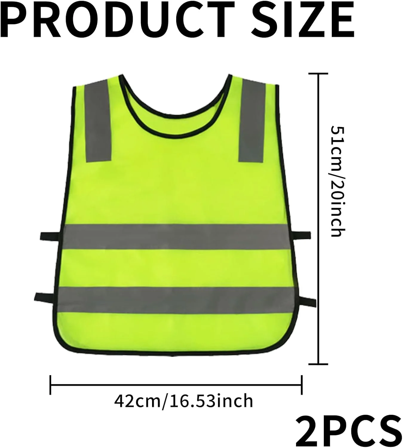 ست 2 عددی جلیقه دید بالا کودکانه، جلیقه های ایمنی بازتابنده دید بالا برای کودکان، جلیقه های نواری سبز فلورسنت، ژاکت های بازتابنده دید بالا، مناسب برای لباس رانندگی خانوادگی کودک نوپا