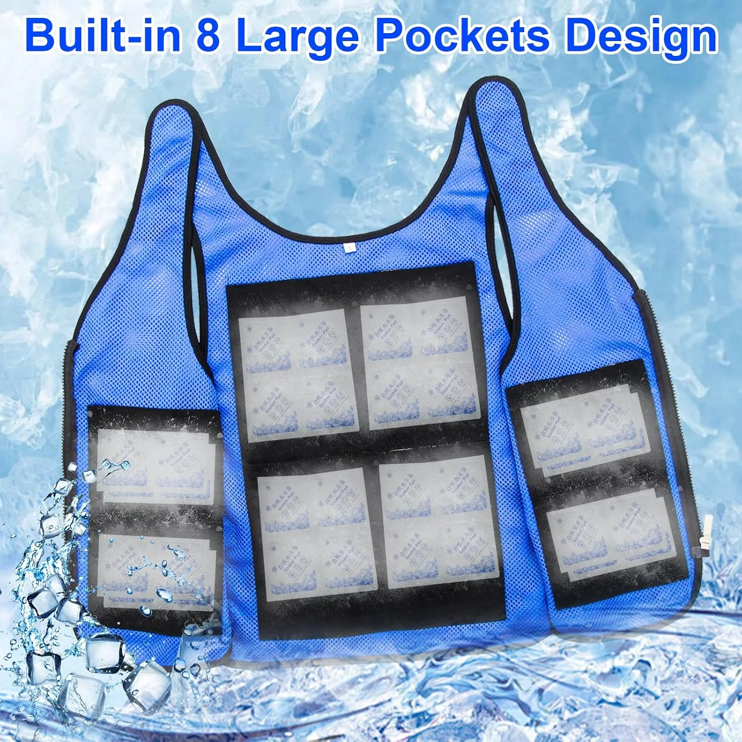 جلیقه خنک کننده مردانه و زنانه برای هوای گرم، جلیقه ایمنی خنک کننده / جلیقه سبک وزن مخصوص دویدن / جلیقه بازتابنده