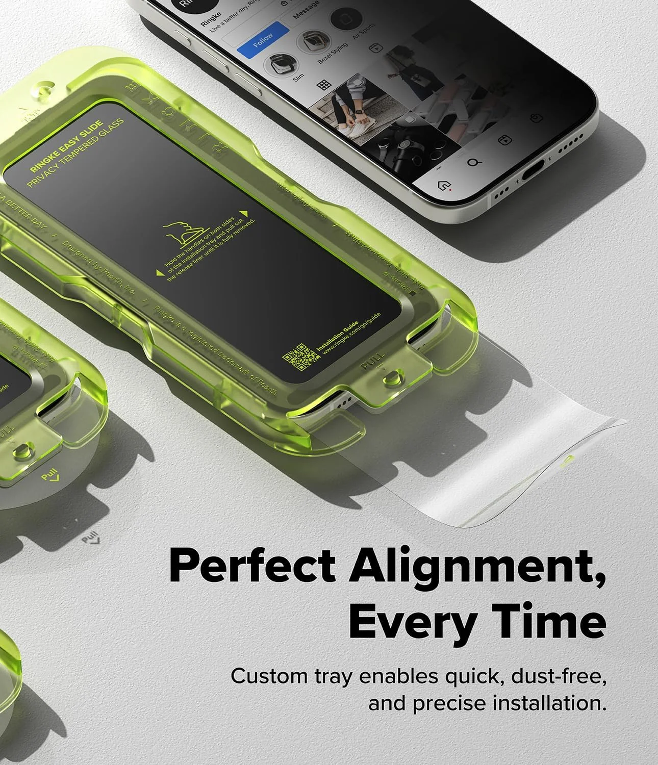 محافظ صفحه نمایش حریم خصوصی Ringke Easy Slide برای آیفون ایر به همراه ابزار نصب [دو عددی] [ضد جاسوسی] کیفیت HD مقاوم در برابر خراش شیشه حرارت دیده 9H