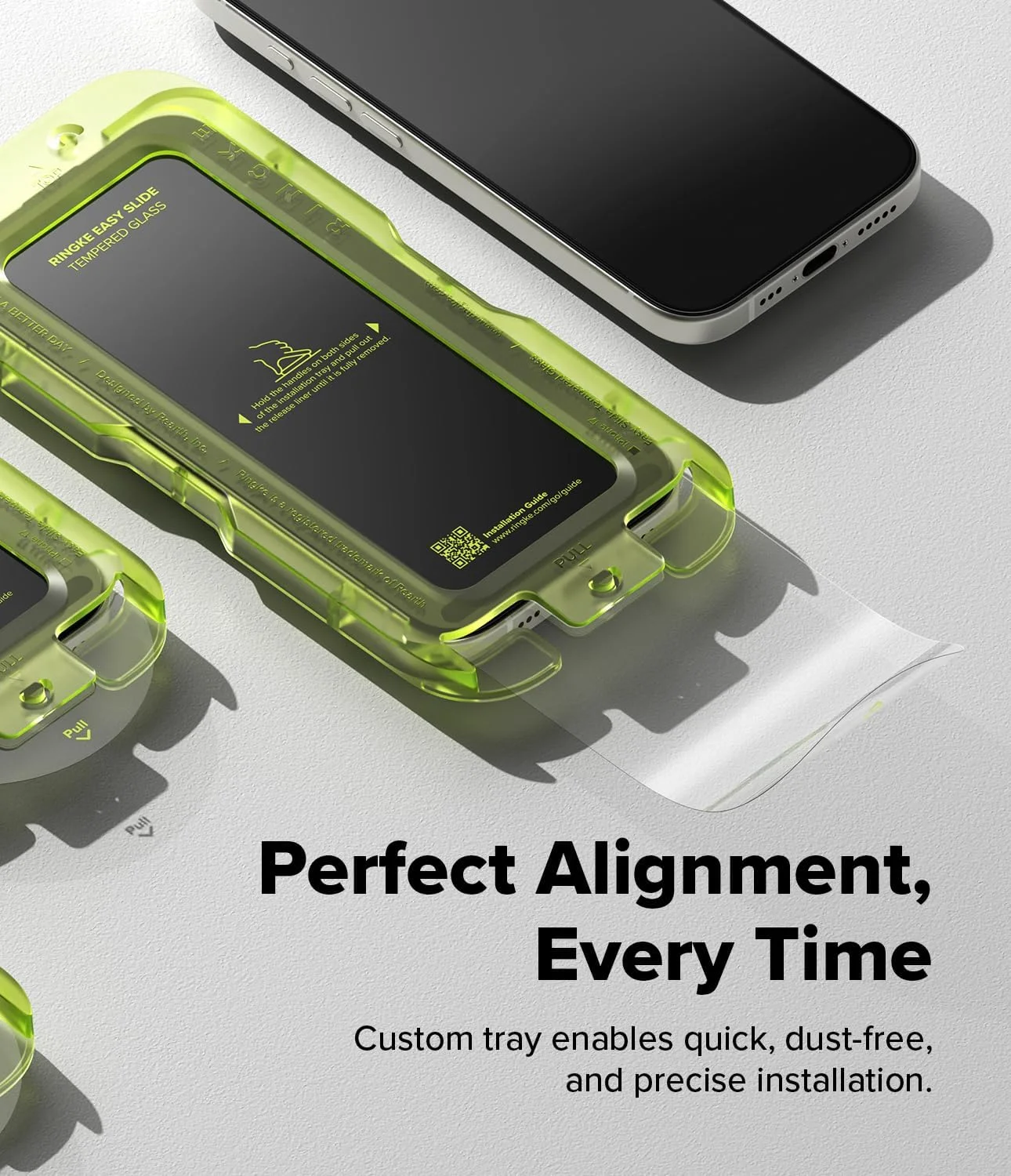 محافظ صفحه نمایش شیشه ای Ringke Easy Slide سازگار با آیفون 17 به همراه ابزار نصب [2 عدد] [مقاوم در برابر خراش] کیفیت HD شیشه حرارت دیده 9H با پوشش مقاوم در برابر اثر انگشت