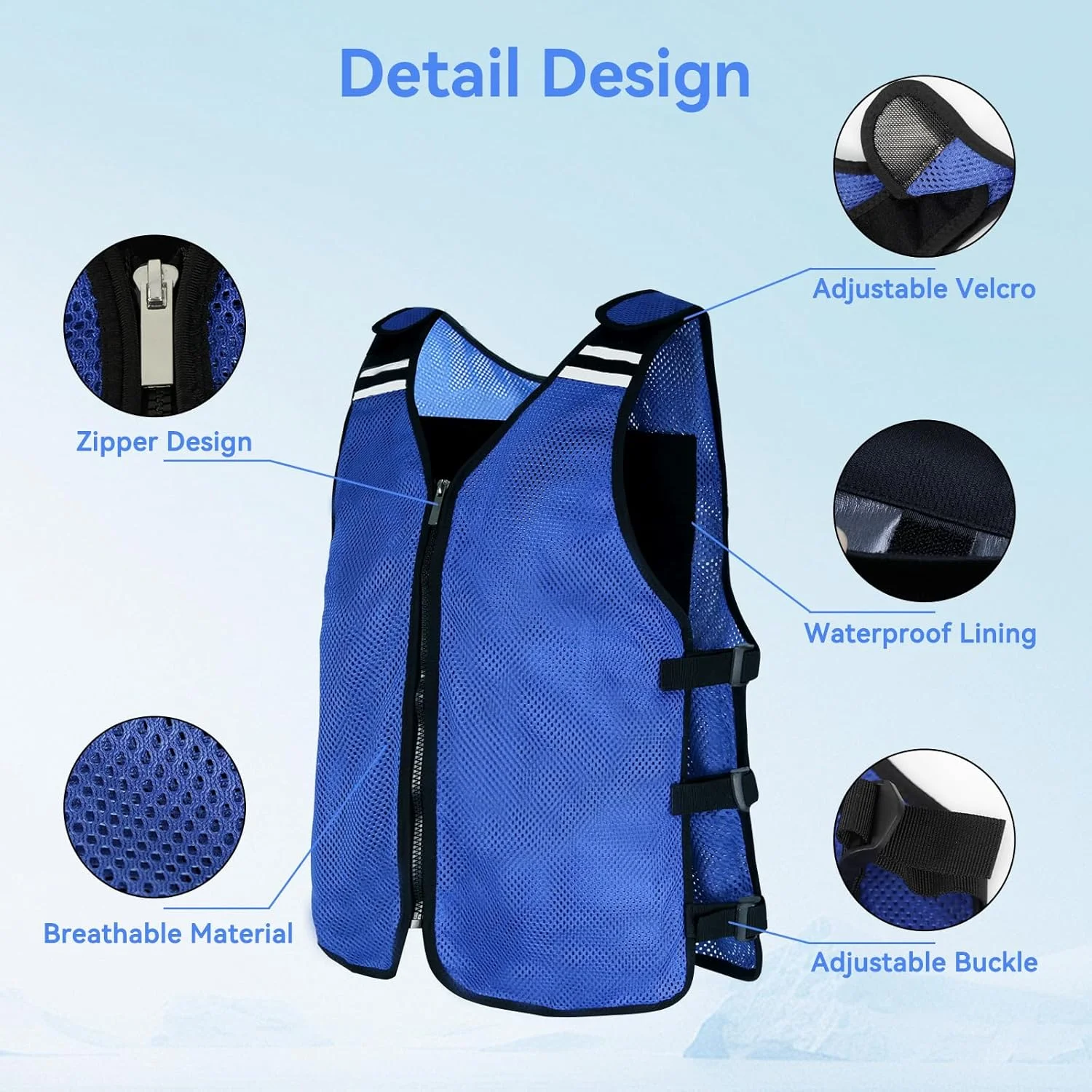 جلیقه خنک کننده مردانه و زنانه برای هوای گرم، جلیقه ایمنی خنک کننده / جلیقه سبک وزن مخصوص دویدن / جلیقه بازتابنده