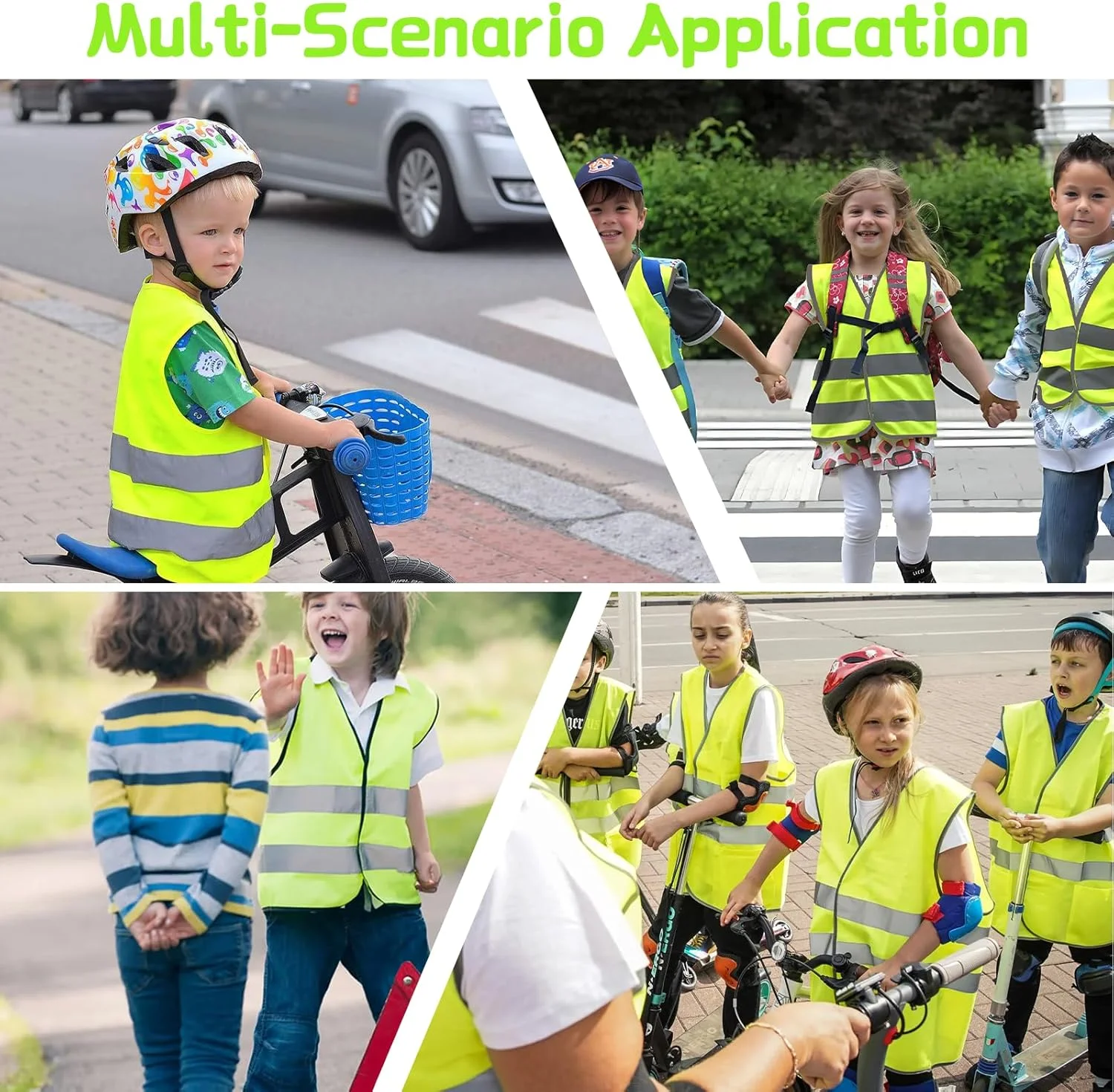 ست 2 عددی جلیقه ایمنی دید بالا، جلیقه های دید بالا برای کودکان، جلیقه دید بالا برای کودکان با نوارهای بازتابنده، جلیقه ایمنی مدرسه برای کودکان دختر و پسر، مناسب برای دوچرخه سواری شبانه، دویدن، رویدادهای عصرانه (L)