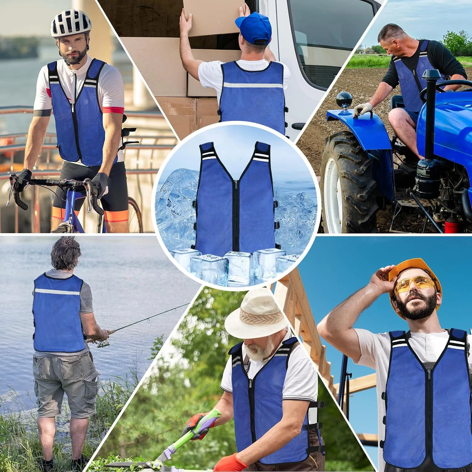 جلیقه خنک کننده مردانه و زنانه برای هوای گرم، جلیقه ایمنی خنک کننده / جلیقه سبک وزن مخصوص دویدن / جلیقه بازتابنده