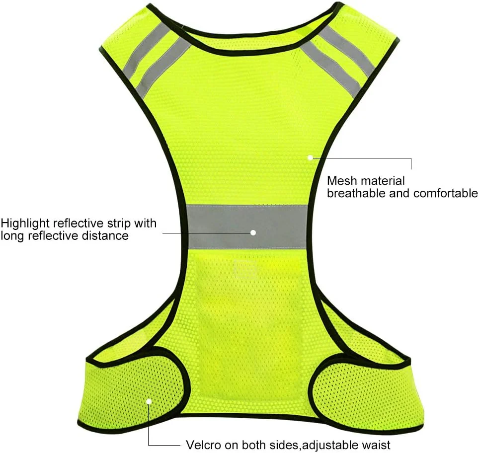 جلیقه بازتابنده دید بالا Biqing، جلیقه ایمنی Hi Viz برای دویدن، پیاده روی، دوچرخه سواری و آهسته دویدن.