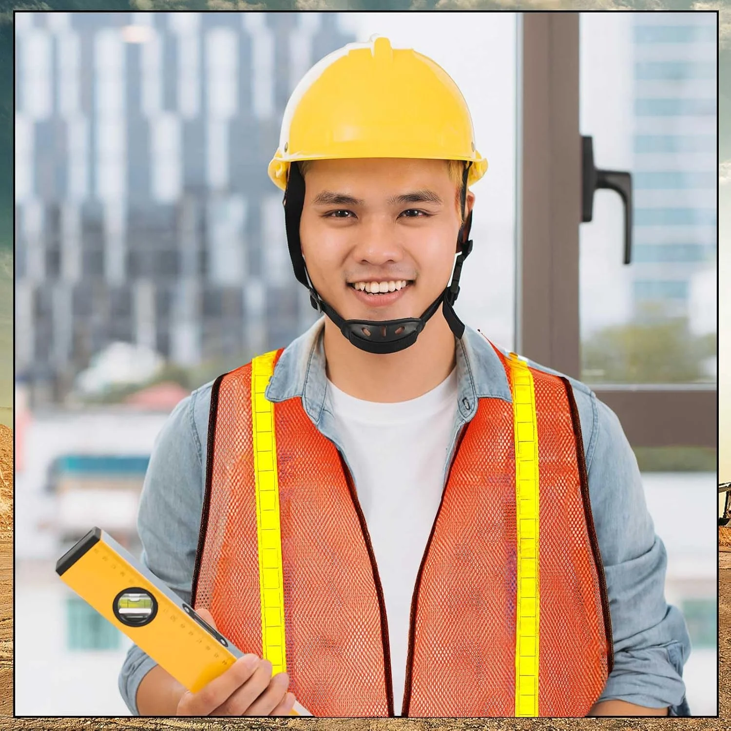 هایسندی 10 عدد جلیقه ایمنی بازتابنده دید بالا، جلیقه ساختمانی نوارهای توری نئون سایز یونیورسال برای مردان در فضای باز