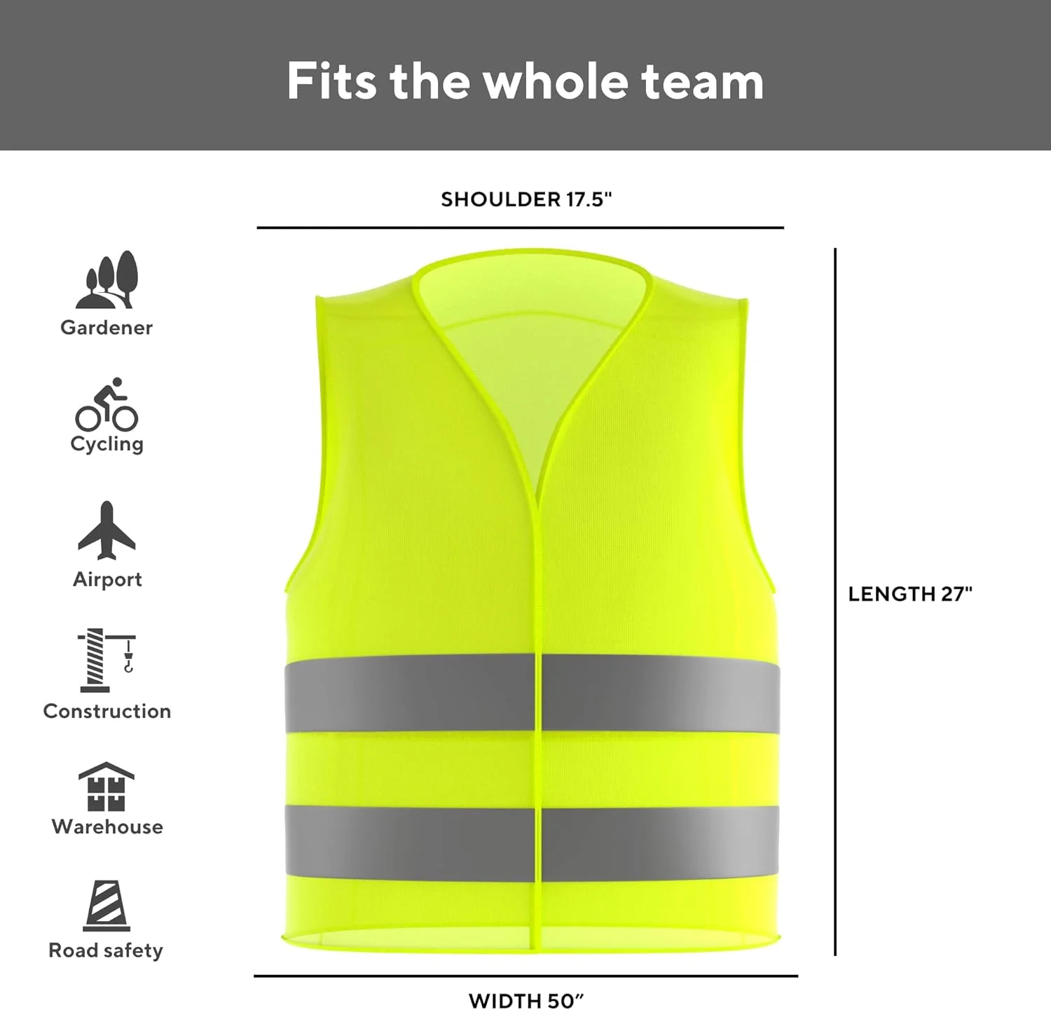 جلیقه ایمنی بازتابنده زرد Caparazon مناسب برای کار در ترافیک، مطابق با استاندارد ANSI/ISEA Class 2