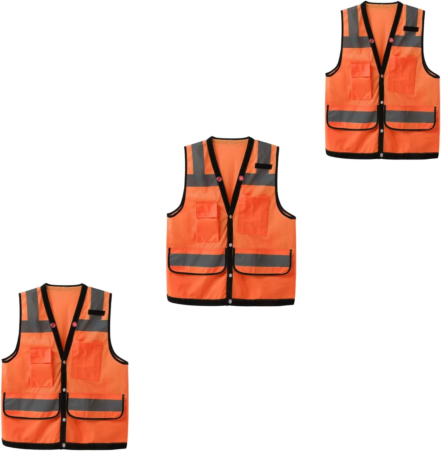 ست 3 عددی جلیقه ایمنی فلورسنت، جلیقه ایمنی بازتابنده با دید بالا، دارای جیب های متعدد، با مواد بازتابنده، مناسب برای کار ترافیکی، ساخت و ساز، دویدن