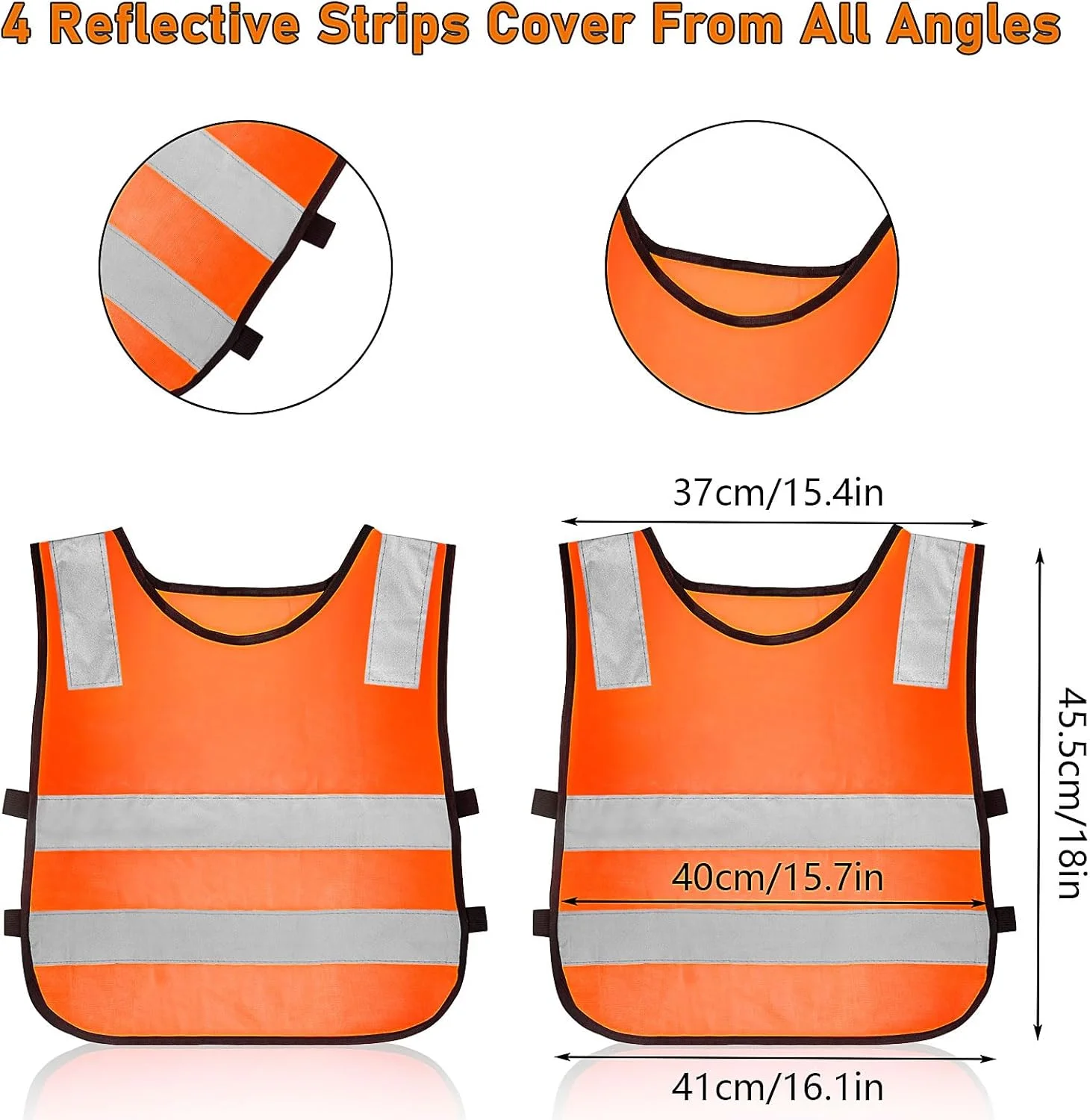 جلیقه های دید بالا برای کودکان، جلیقه دید بالا عمده برای کودکان، جلیقه های ایمنی بازتابنده دید بالا، ژاکت ایمنی ترافیکی نارنجی برای دانش آموزان کودک در حال دویدن، دوچرخه سواری، اسکی