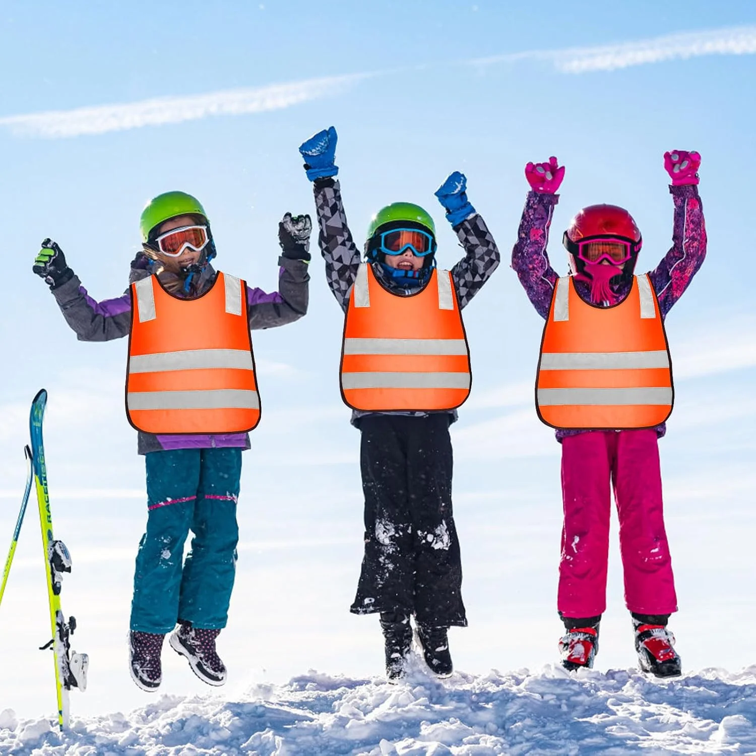 جلیقه های دید بالا برای کودکان، جلیقه دید بالا عمده برای کودکان، جلیقه های ایمنی بازتابنده دید بالا، ژاکت ایمنی ترافیکی نارنجی برای دانش آموزان کودک در حال دویدن، دوچرخه سواری، اسکی