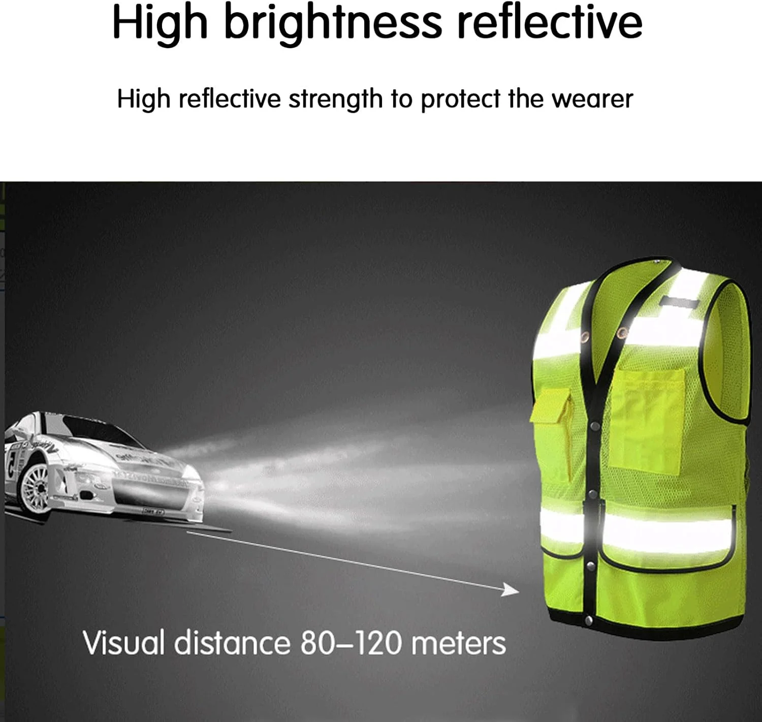ست 3 عددی جلیقه ایمنی فلورسنت، جلیقه ایمنی بازتابنده با دید بالا، دارای جیب های متعدد، با مواد بازتابنده، مناسب برای کار ترافیکی، ساخت و ساز، دویدن