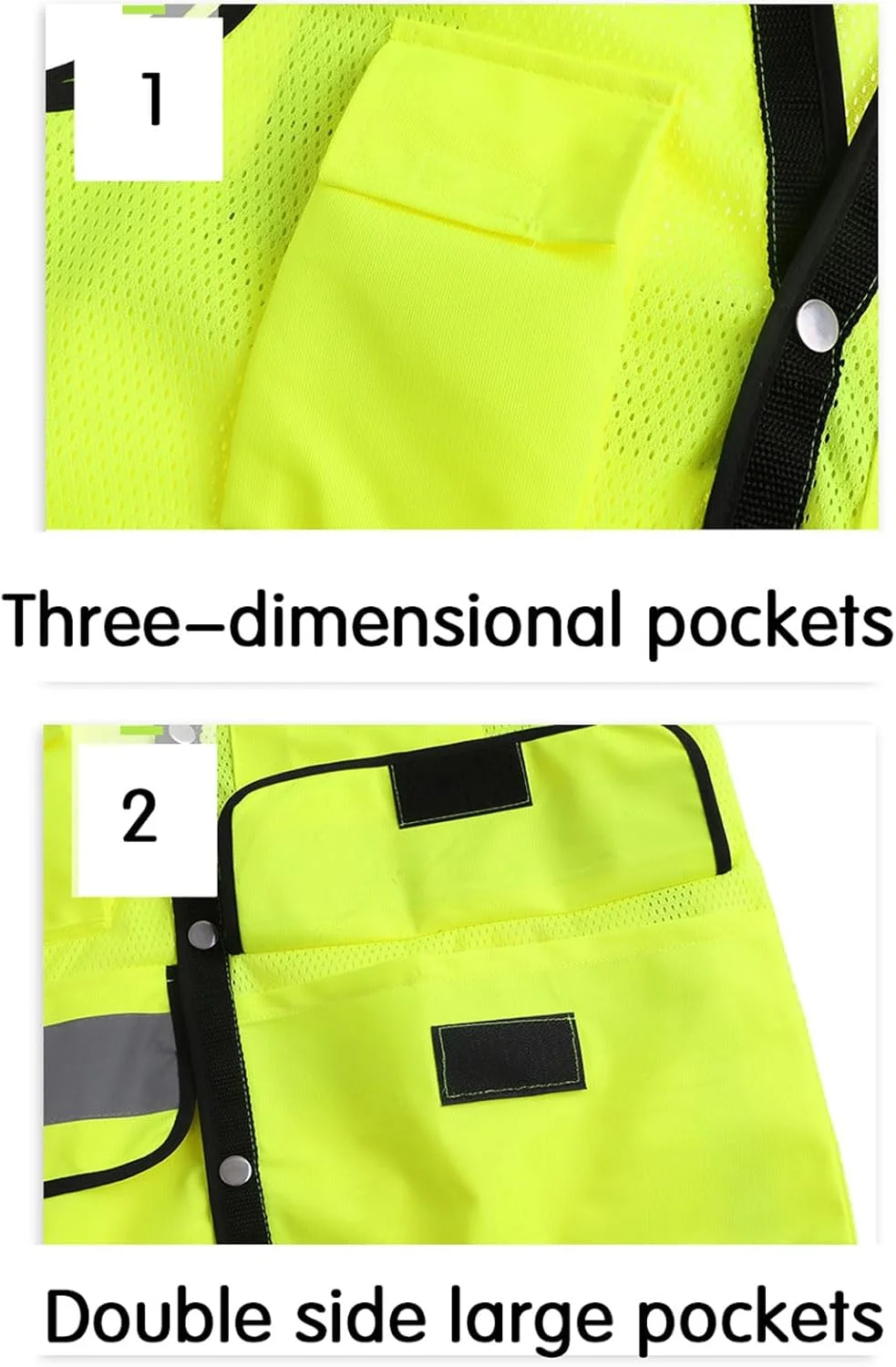 ست 3 عددی جلیقه ایمنی فلورسنت، جلیقه ایمنی بازتابنده با دید بالا، دارای جیب های متعدد، با مواد بازتابنده، مناسب برای کار ترافیکی، ساخت و ساز، دویدن