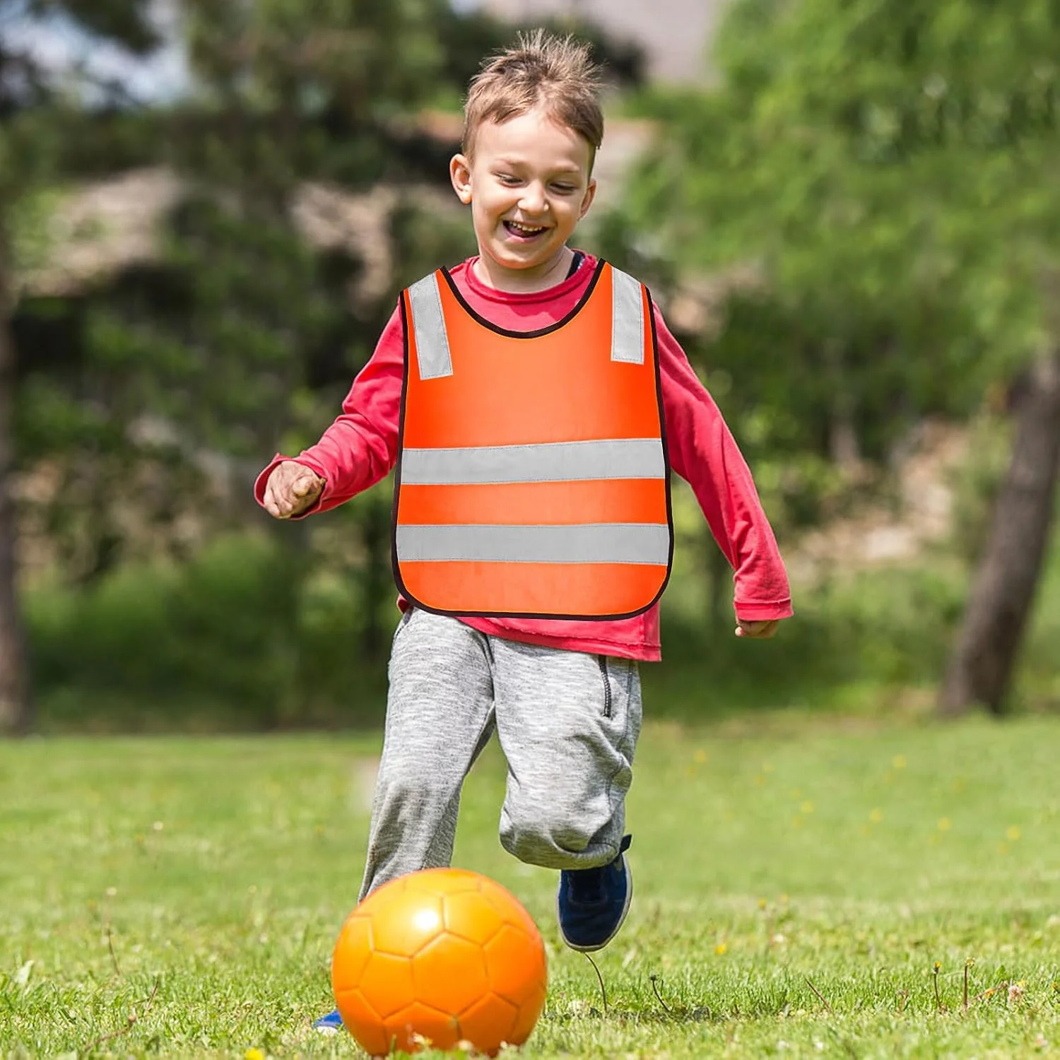 جلیقه های دید بالا برای کودکان، جلیقه دید بالا عمده برای کودکان، جلیقه های ایمنی بازتابنده دید بالا، ژاکت ایمنی ترافیکی نارنجی برای دانش آموزان کودک در حال دویدن، دوچرخه سواری، اسکی