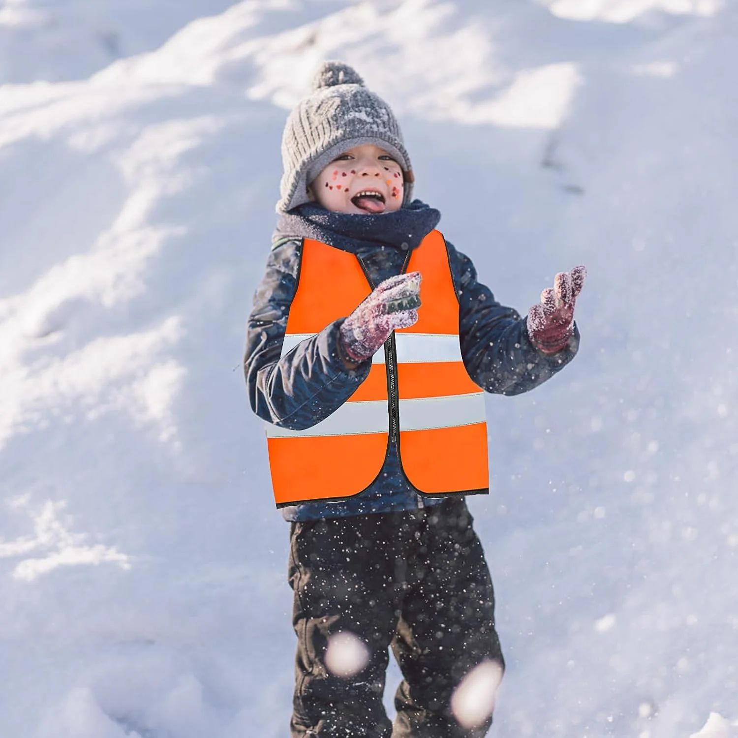 جلیقه های دید بالا برای کودکان، جلیقه دید بالا عمده برای کودکان، جلیقه های ایمنی بازتابنده دید بالا، ژاکت ایمنی ترافیکی نارنجی برای دانش آموزان کودک در حال دویدن، دوچرخه سواری، اسکی