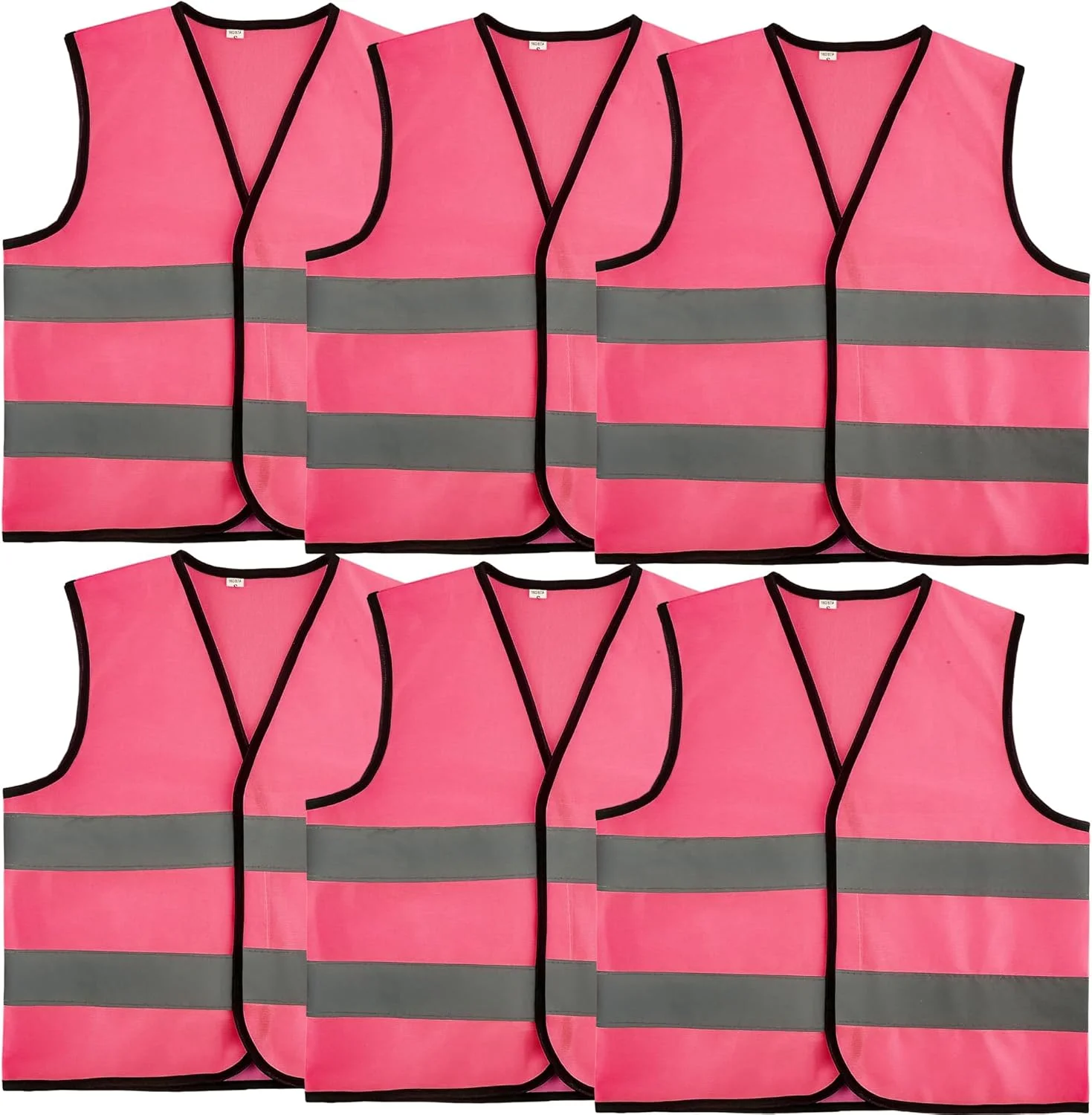 6 Pcs Kids Hi Vis Vest Child Pink High Visibility Vest Bulk Children Hi Vis Safety Vests with Reflective Strips for Girls Boys Gift Play Outside Ride Bike