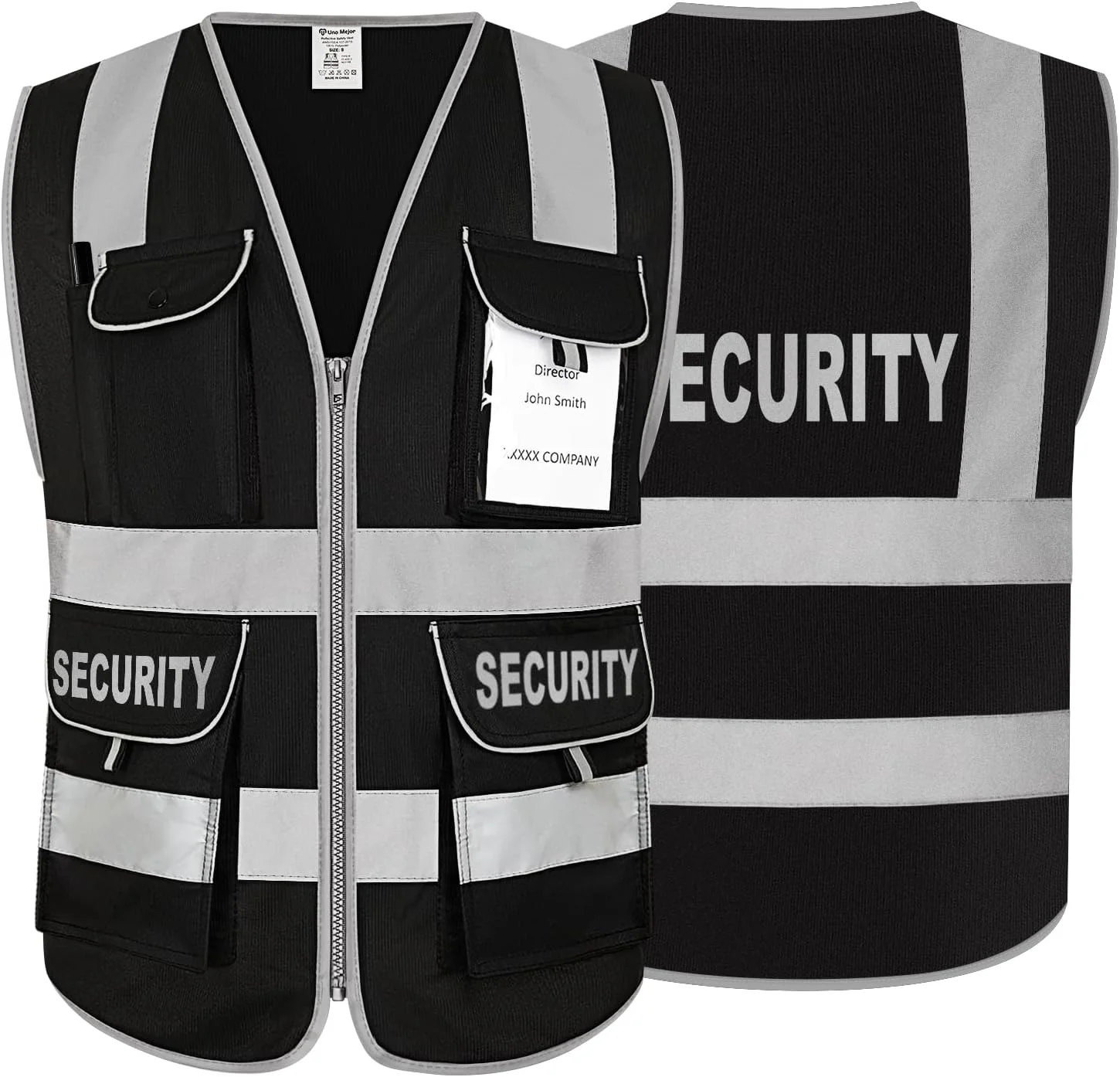 Uno Mejor Security Vest for Men & Women 9 Pockets, High Visibility Vest for Traffic Controllers